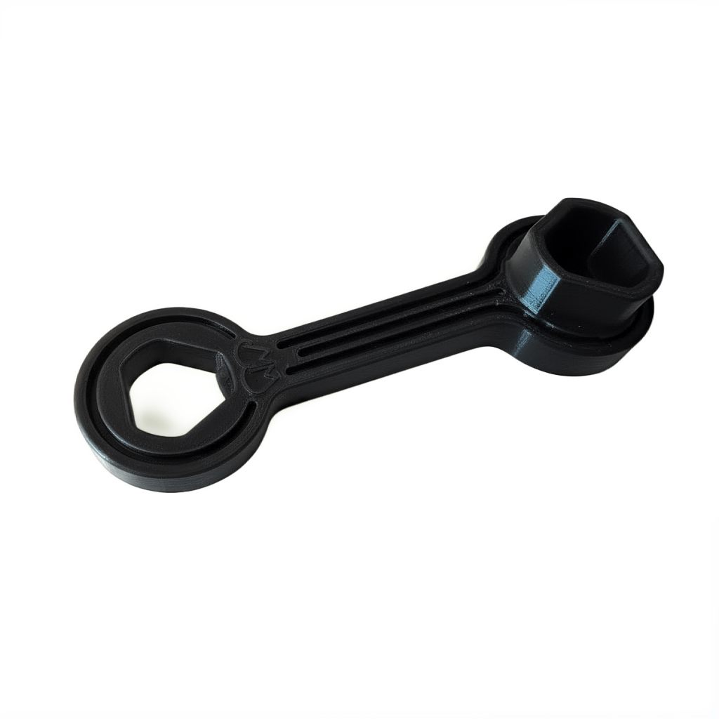 Black 3D printed wrench for Meow Mews Kits